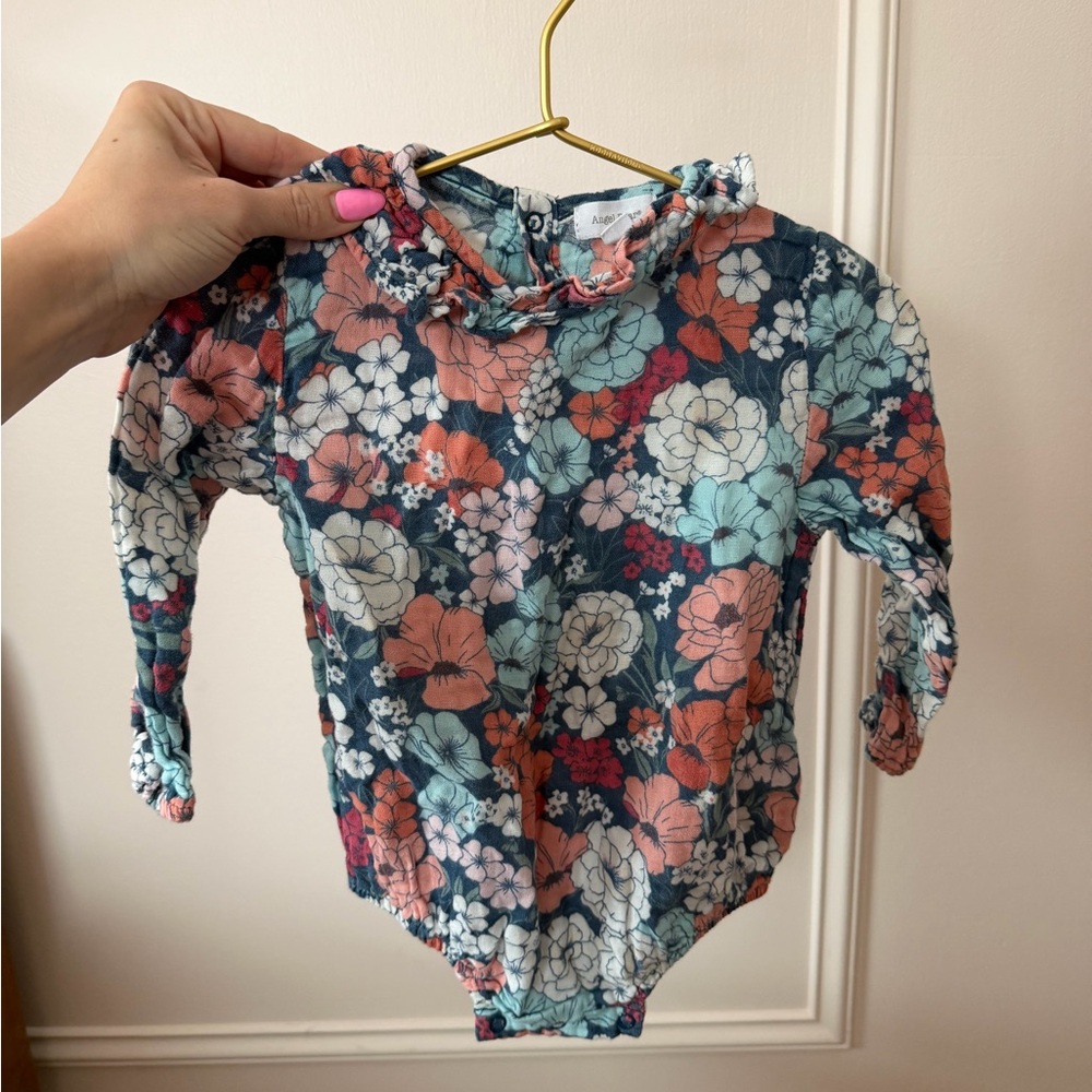 angel dear baby floral long sleeve bodysuit romper